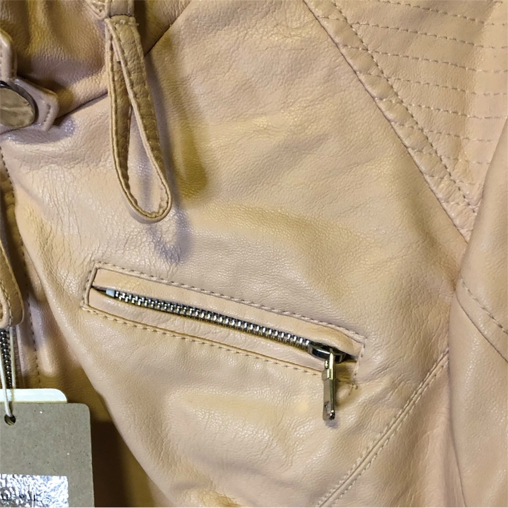 Cavalini Vegan Leather Bomber Jacket Mauve Size Large - Picture 6 of 13